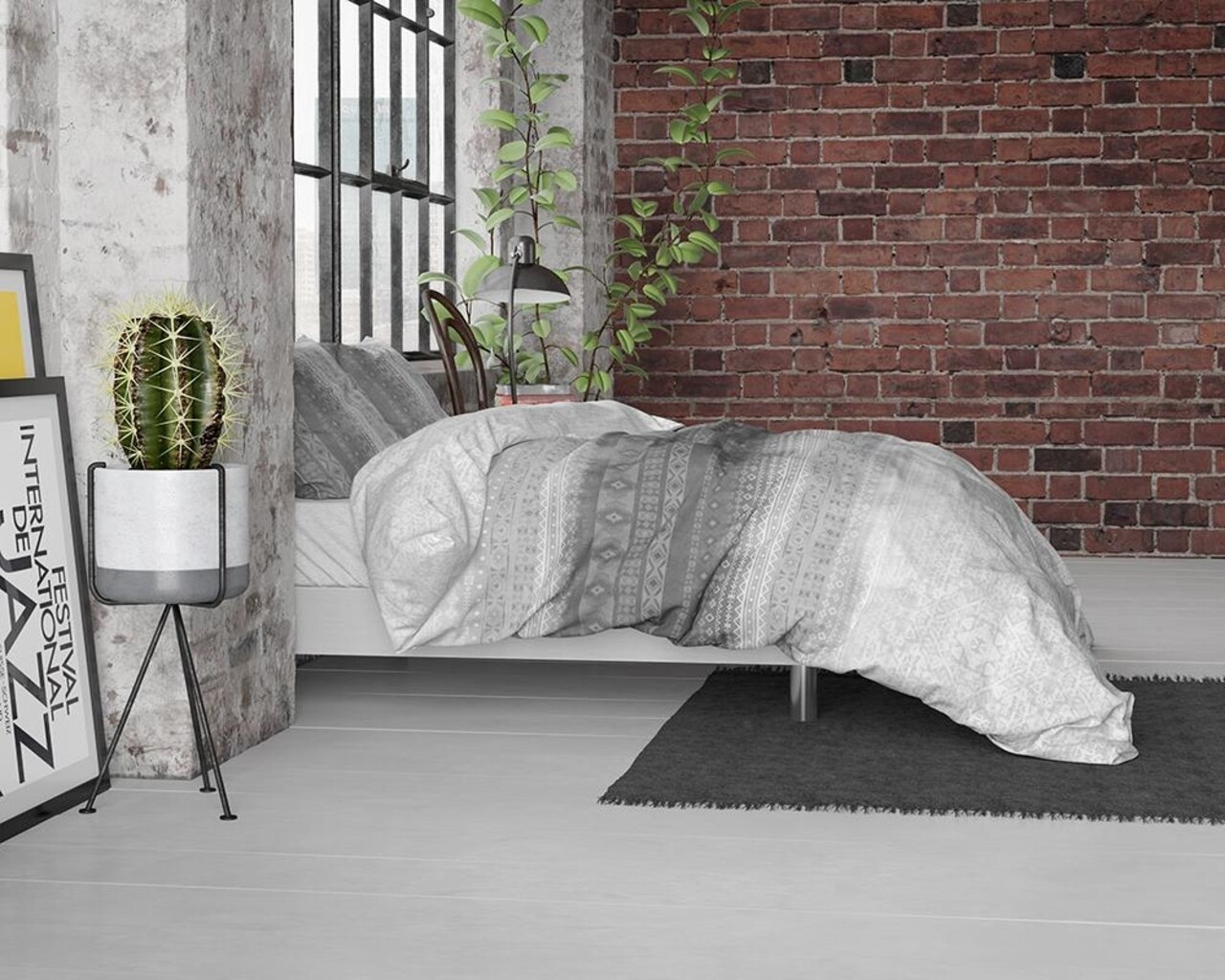 Lenjerie De Pat Dubla Satin SB Jessy Grey, Dreamhouse, 3 Piese, 200x220 Cm, Bumbac Satinat, Gri