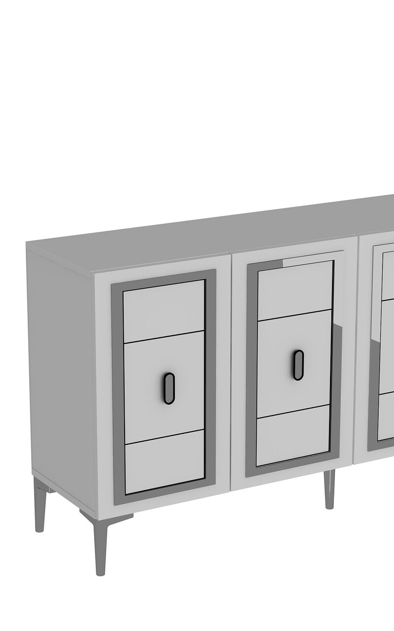Consola, Hanah Home, Orion, 150x75x35 cm, PAL , Alb / Argintiu - view 5