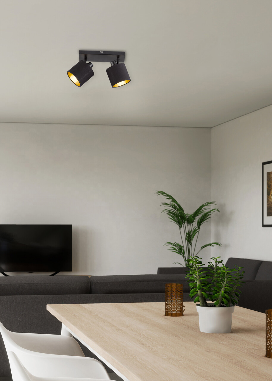 Plafoniera Tommy, RL, 28x17.6x19 cm, 28W, 2x E14, metal, negru mat