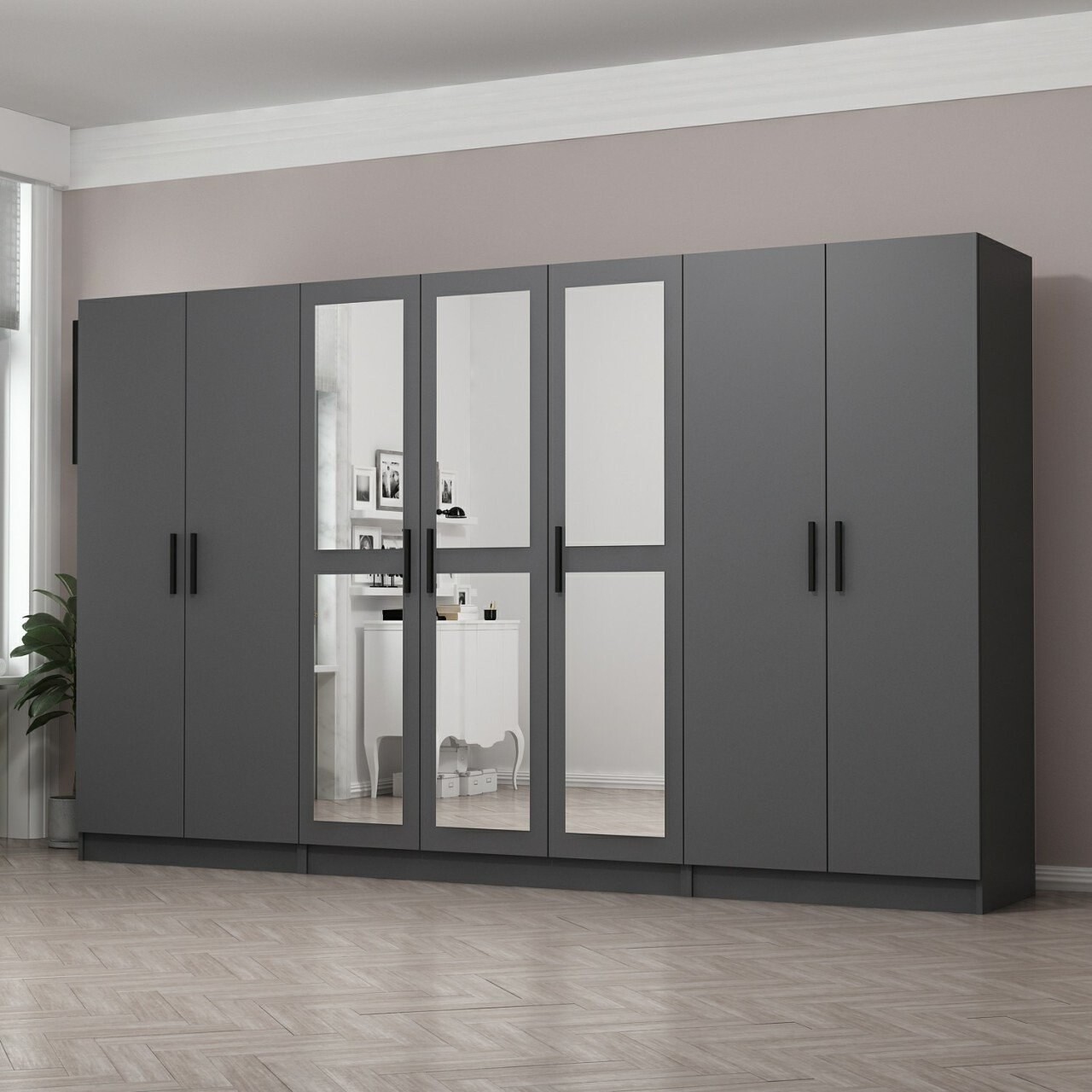 Dulap pentru haine, Minerva, Kale, 315x190x52 cm, PAL, Antracit - 1 | YEO