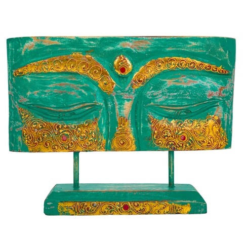 Decoratiune, Buddha, Creaciones Meng, 40x10x30 cm, lemn de arbore de matase
