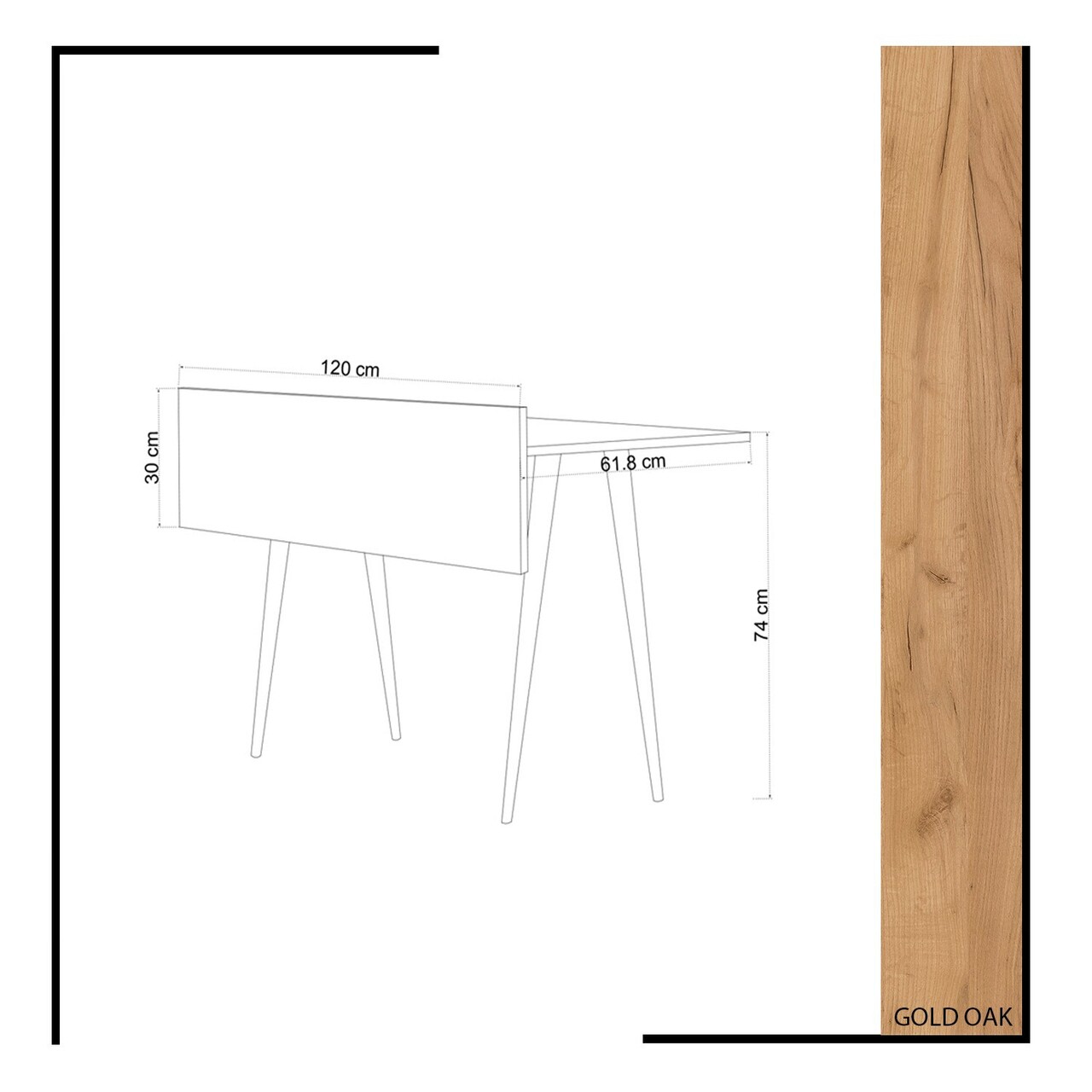 Birou, Mod Design, Imma, 120x74x61.8 cm, Stejar