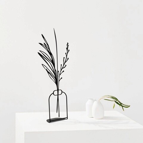 Decoratiune, flowerpot, 15x44 cm, metal, negru