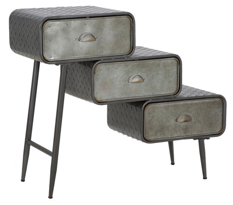 Comoda cu 3 sertare school, mauro ferretti, 86x29.5x71 cm, fier, gri