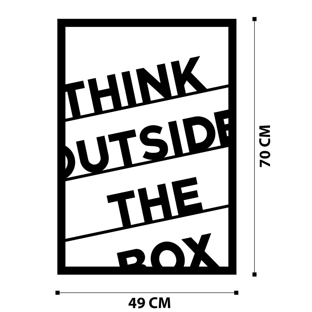 Decoratiune de perete, Think Outside The Box, metal, 50 x 70 cm, negru