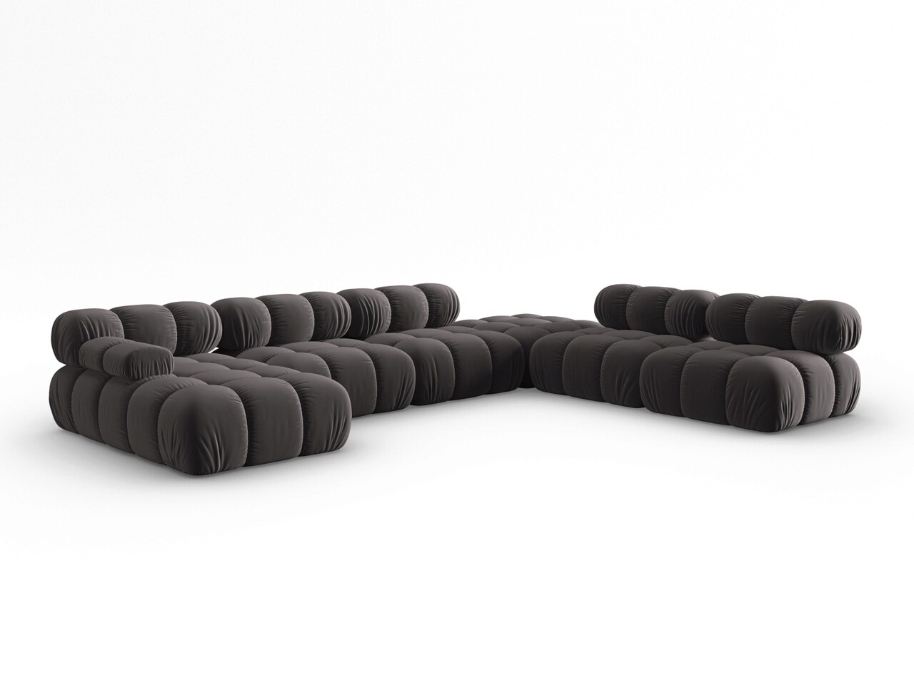 Coltar panoramic dreapta 7 locuri design modular, Bellis, Micadoni Home, BL, 379x282x63 cm, catifea, gri inchis - 1 | YEO