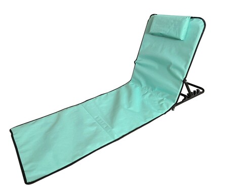 Covoras pliabil pentru plaja + perna Heinner, 51x151x45 cm, otel/textil, albastru inchis
