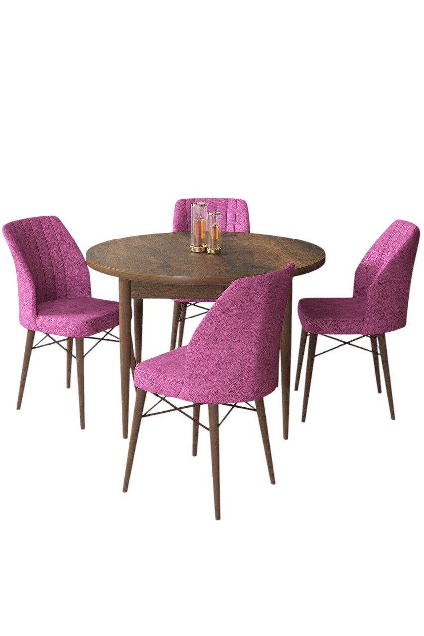 Set masă și scaune (5 bucăți), Hanah Home, Rox, Baroc / Mov - view 2
