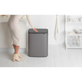 Cos de gunoi cu soft touch, Brabantia, Bo Touch Platinum, 60 L, 31.2x54.5x65.6 cm, otel, gri