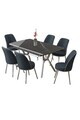 Set masa extensibila si scaune (7 piese), Hanah Home, Poy, Sonata / Crom / Antracit