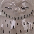 Cana, Owl, Creaciones Meng, 13x10x9 cm, ceramica, gri