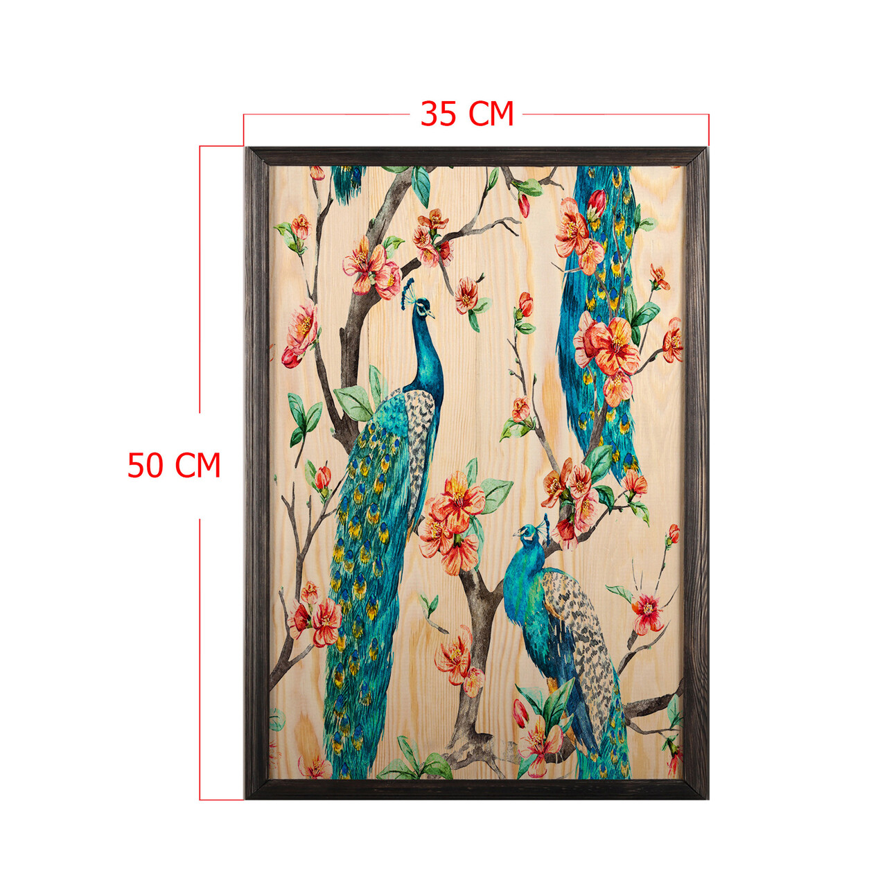 Tablou decorativ, Peacock Heaven, Lemn, Lemn, Multicolor