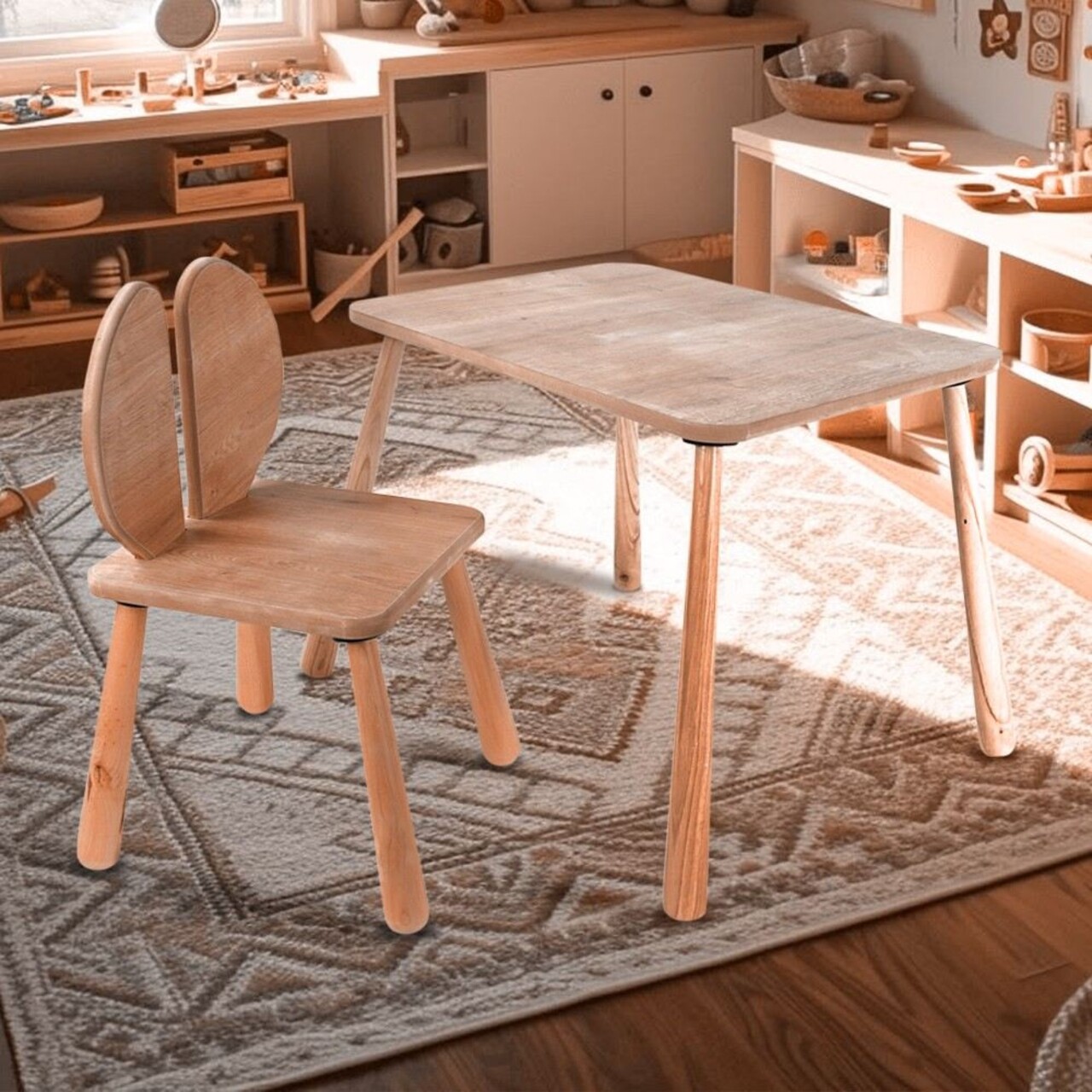 Set masa si scaun pentru copii, Rosewood, BLTYZ-AKTV064, Stejar - 1 | YEO