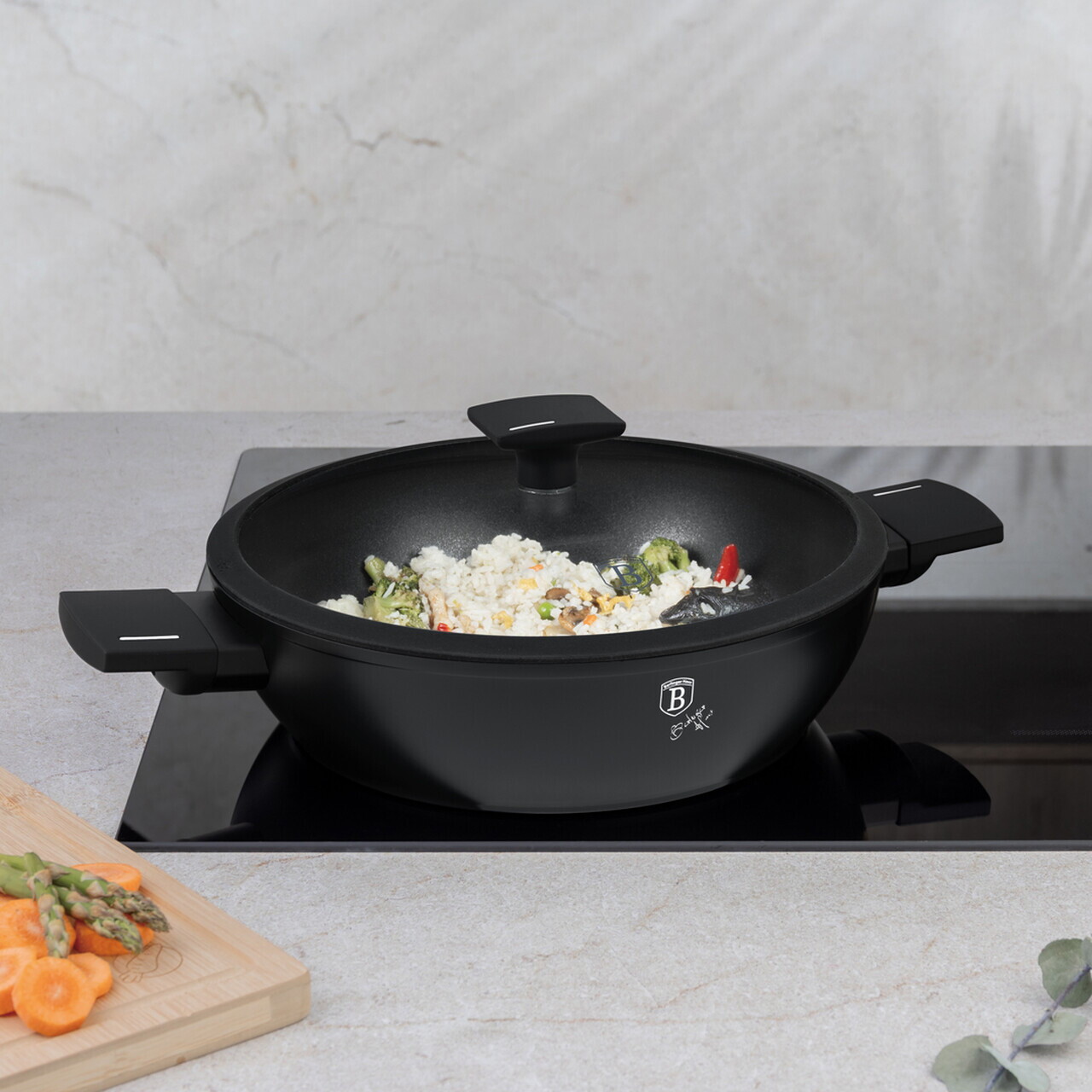 Oala cu capac Berlinger Haus, Matte Black, 28 cm, 3.8 L, aluminiu forjat, negru - imagine 5