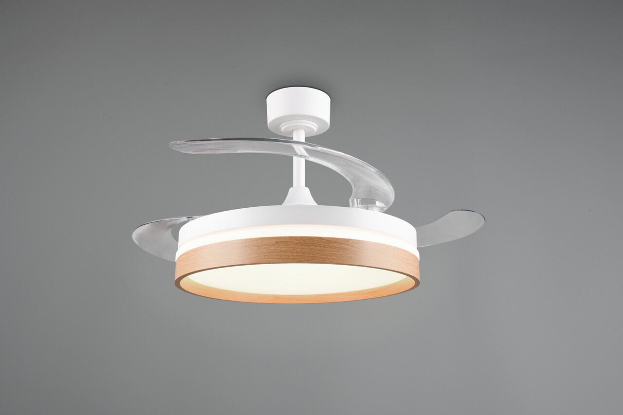 Plafoniera cu ventilator Volda, RL, 38x30.5 cm, 30W, 1x SMD, plastic/metal, alb/natur — imaginea 3