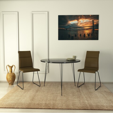 Masa Sandalf Royal, Comforty, 90×75 cm, negru/alb 90x75