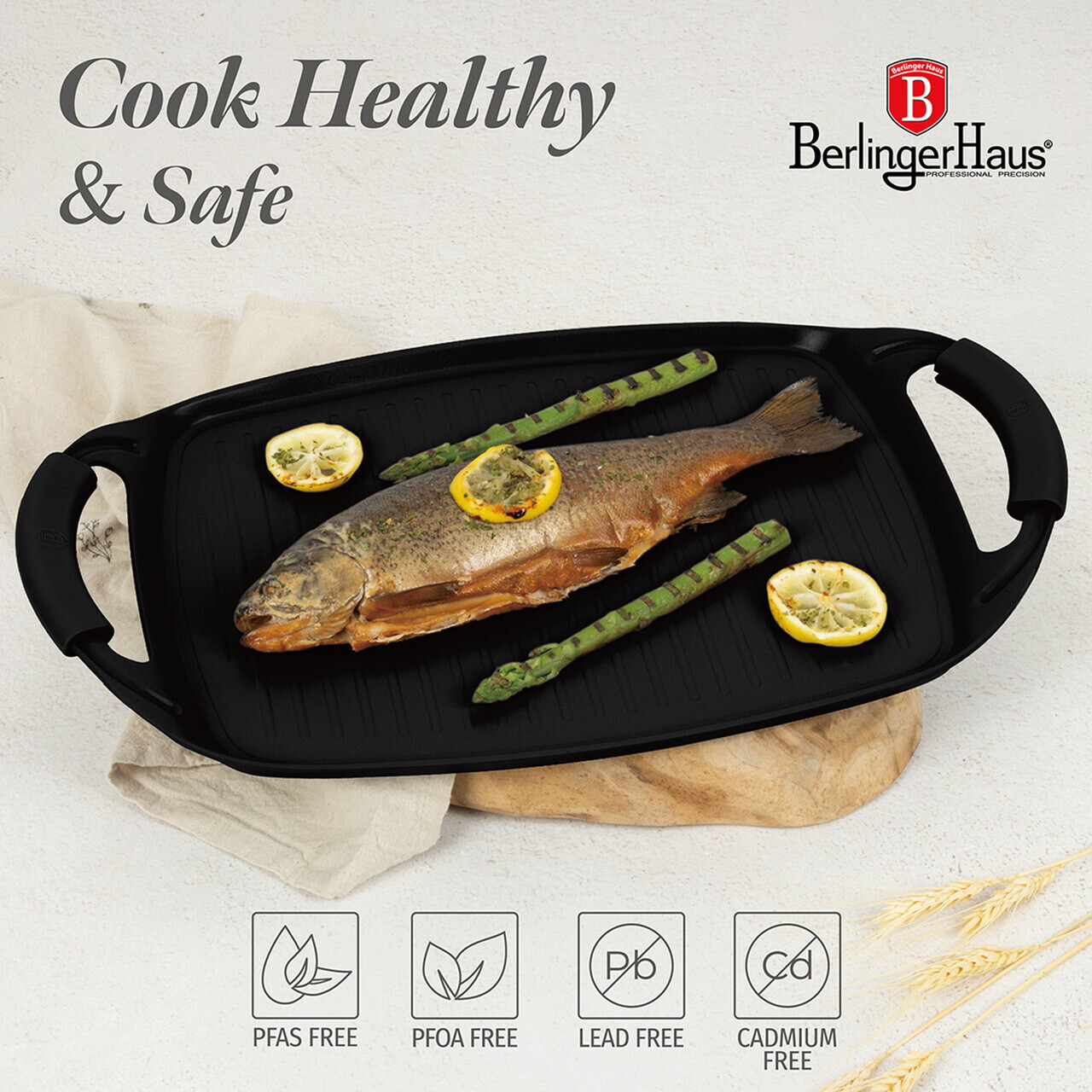 Tava grill Berlinger Haus, Matte Black, 47x29 cm, aluminiu forjat, negru mat - imagine 7