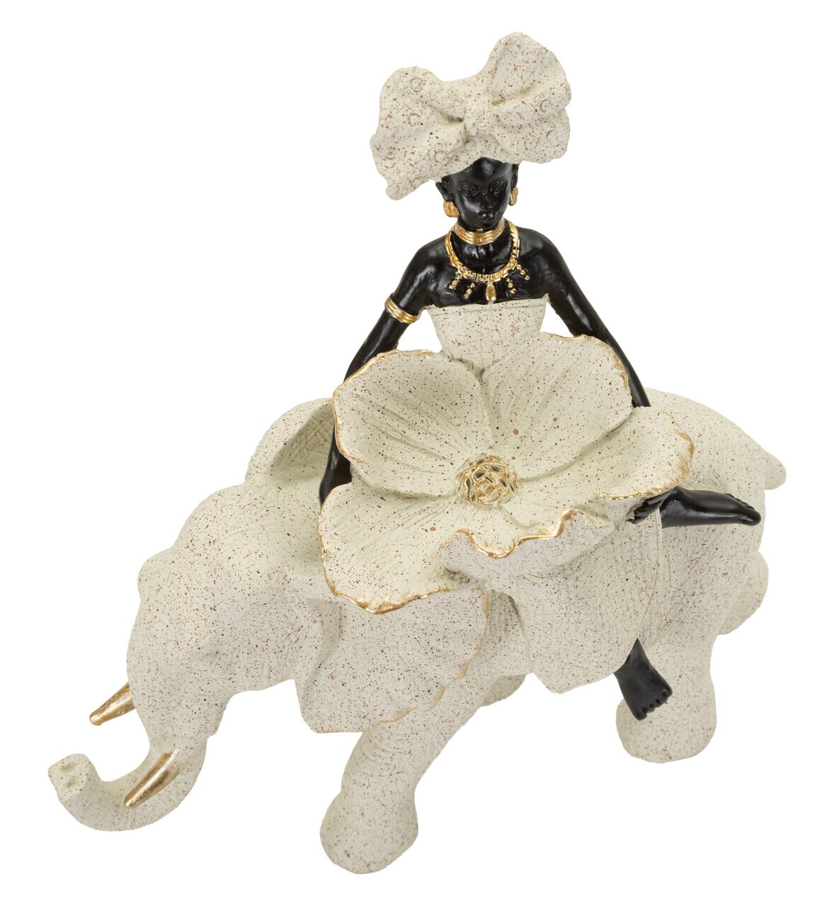 Statueta / figurina decorativa, Mauro Ferretti, African Woman on Elephant, 19.5x8x12 cm, polirasina, nisip - view 3