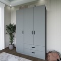 Dulap pentru haine, Miwood, Yaman Luna 1600-037, 120x181x45 cm, PAL, Gri