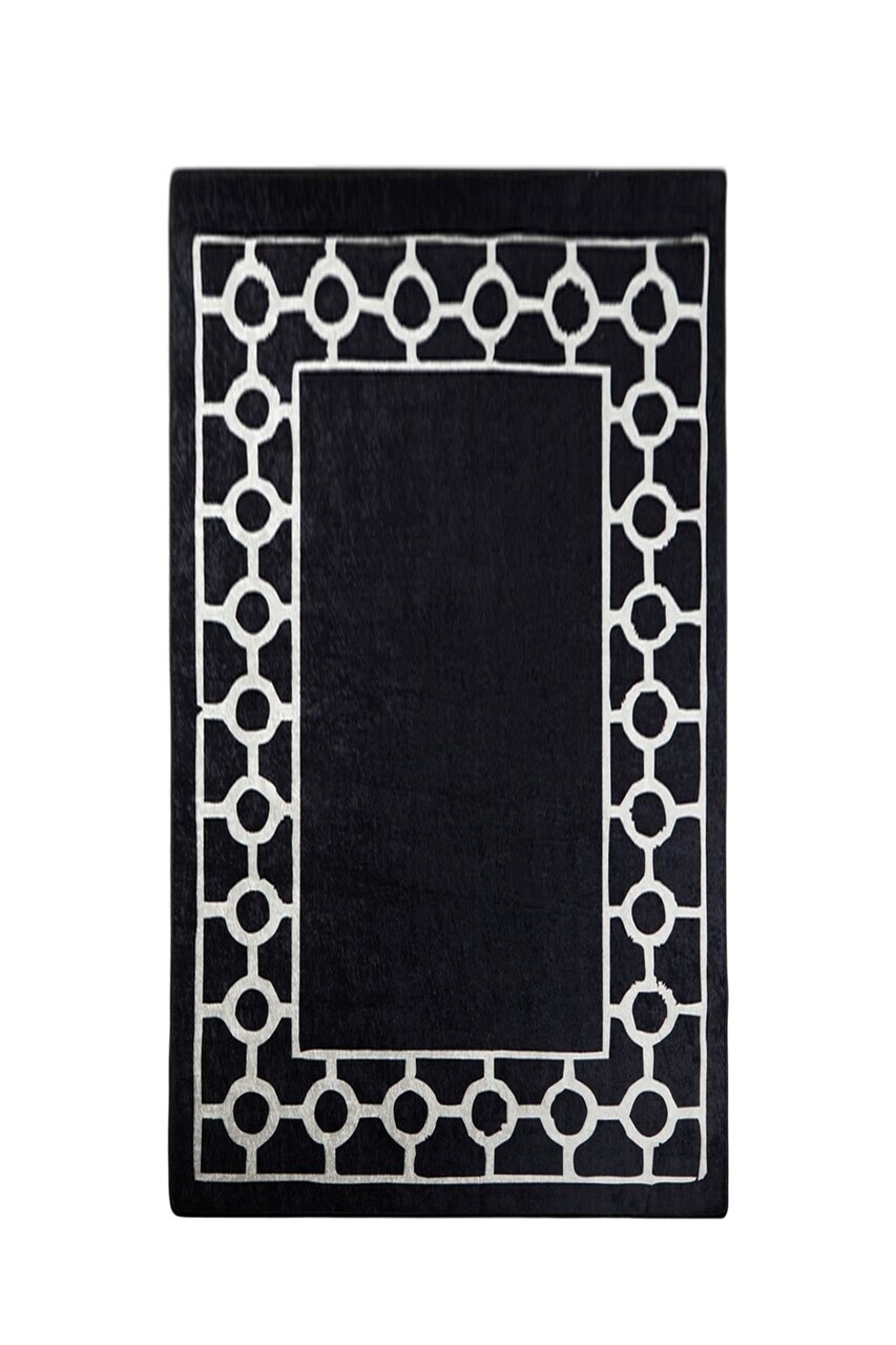 Covor, Bague Black, 80x200 cm, Alb/Negru — imaginea 2