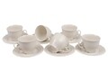 Set 6 cani + 6 farfurii, Kutahya Porselen, CPR12CT0014, 180 ml, portelan, alb