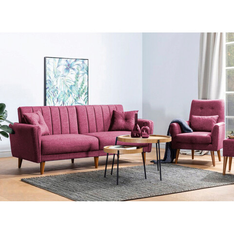 Set canapea extensibilă, unique design, 867unq1580, lemn de carpen, rosu claret