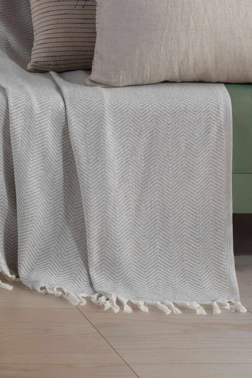 Cuvertura de pat, L'essentiel Maison, 2M, Bumbac, Gri — imaginea 2