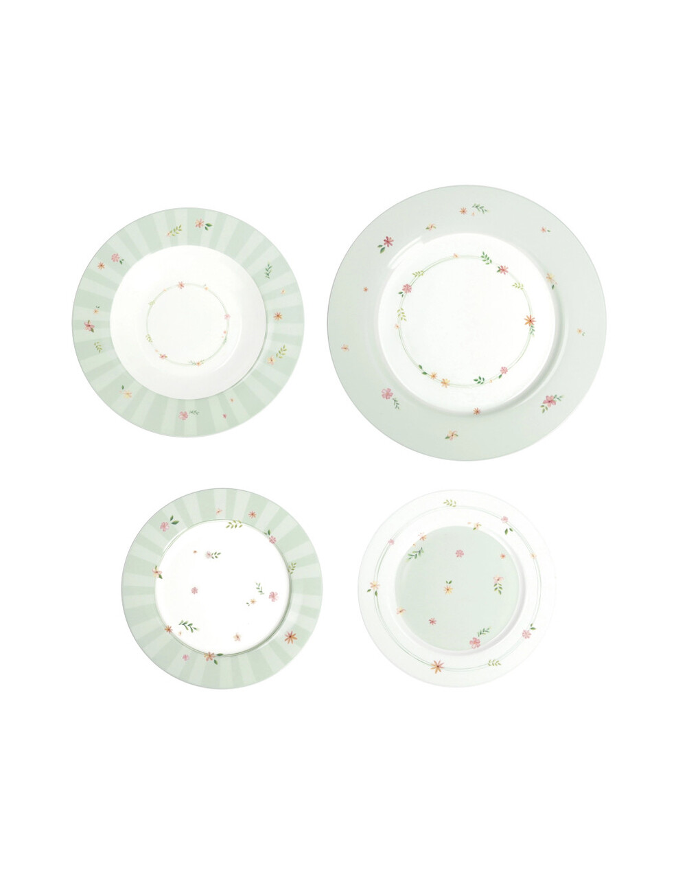 Serviciu de masa 18 piese, Brandani, Polline Green, portelan New Bone China - 1 | YEO
