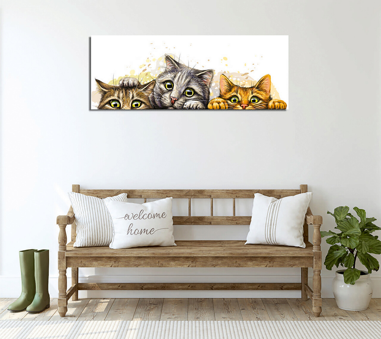 Tablou decorativ, PC296, 60% bumbac/40% poliester, Rama de lemn, Multicolor - 1 | YEO