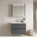 Set Dulap de Baie cu Chiuvetă și Oglindă (2 Piese), Hanah Home, Arno 65, Gri