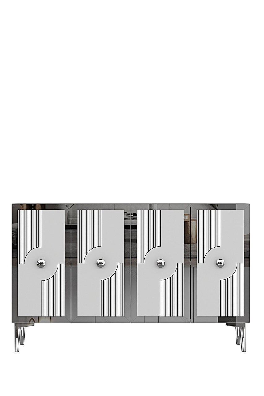 Consola, Hanah Home, Pega 120, 120x79x32 cm, Alb / Argintiu - view 5