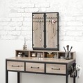 Masa de toaleta cu taburet / Masuta dressing, Vasagle, Industrial, 90x40x141 cm, PAL/otel/piele ecologica, gri