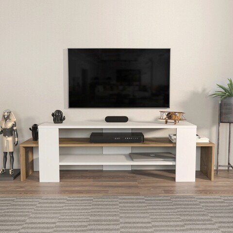 Comoda TV, Zena Home, Lenora, 150x45x35cm, PAL, Alb / Nuc