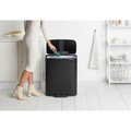Cos de gunoi cu pedala, Brabantia, Bo Pedal, 60 L, 36.3x54.1x65.2 cm, otel, negru mat