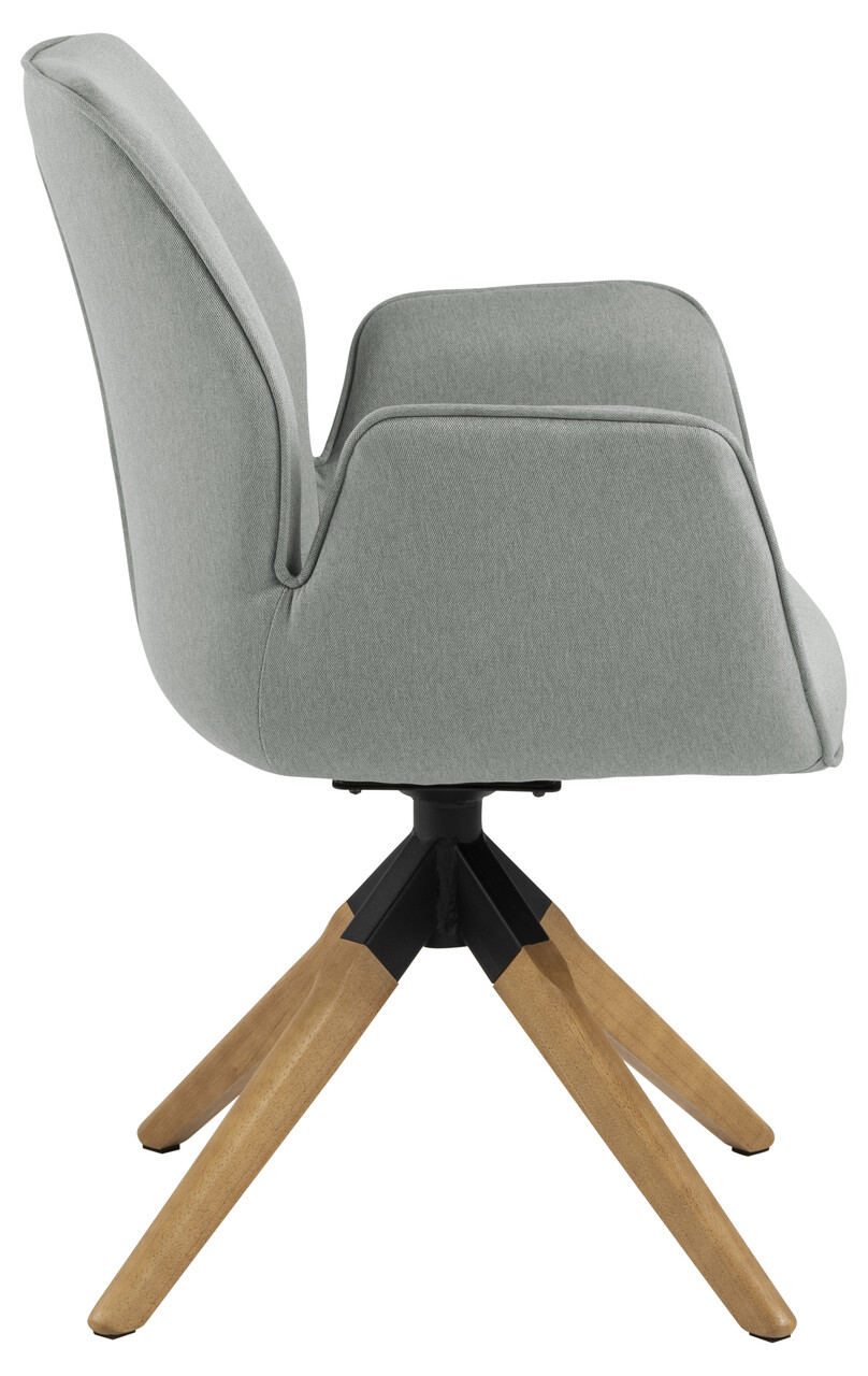 Scaun Aura, Actona, 60.5x58.5x91 cm, rotativ, poliester/lemn de cauciuc, gri deschis/natural - view 7