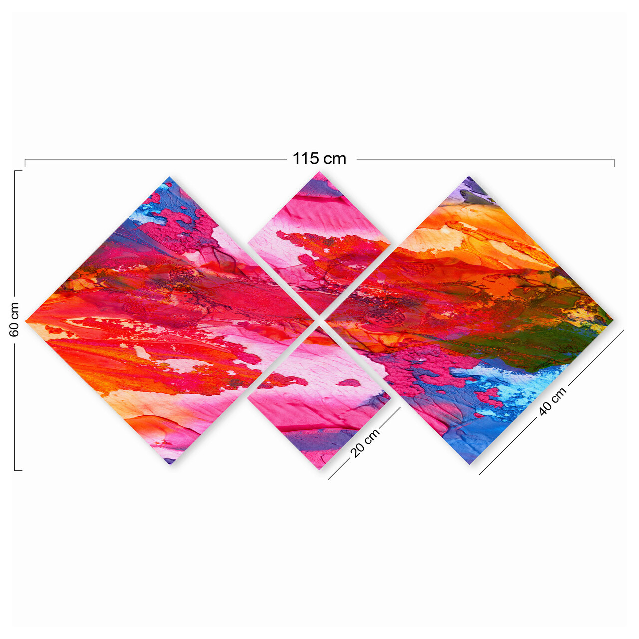Set 4 tablouri decorative, 4MDF9757856, MDF, Imprimat UV, Multicolor