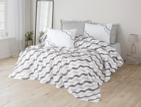 Set cuvertura pique dubla, Eldon - Grey, Cotton Box, Poliester