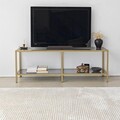Comoda TV, Neostill, Basic, 130x45x40 cm, Sticla temperata, Gri inchis/Auriu