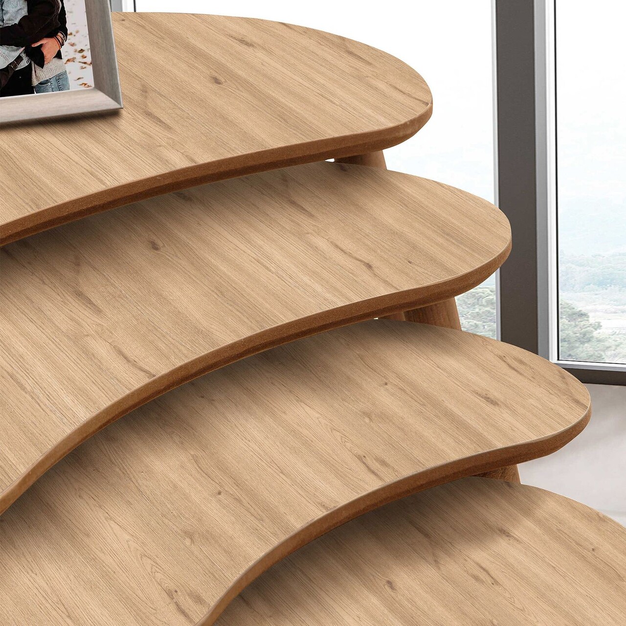 Set masute Nesting 4 piese, Hanah Home, Moon, Stejar - imagine 4