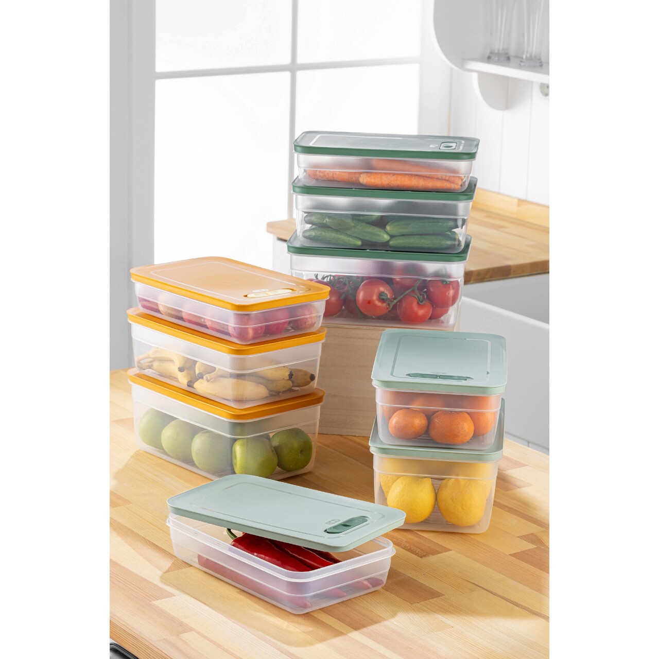 Set recipiente depozitare, Hermia, 964FRM5716, Dimensiune: 18,5 x 28,5 x 10 cm / 3800 ml (3 bucăți), Multicolor - imagine 3