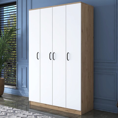 Dulap pentru haine, Rani, BA116, 120×190.8×47.3 cm, PAL, Nuc / Alb mezoni.ro