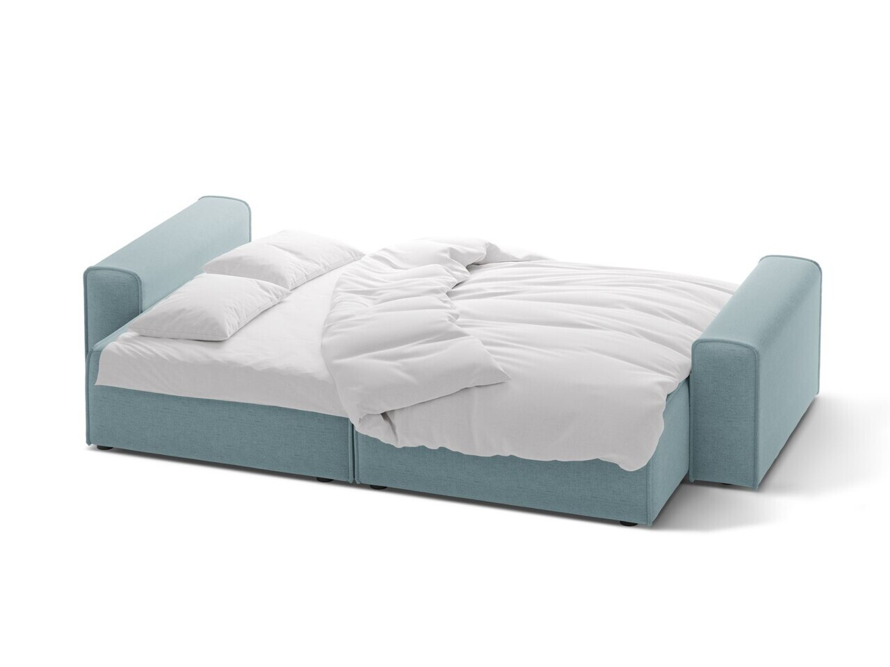 Canapea extensibila 3 locuri, Victor, Micadoni Home, 246x100x83 cm, tesatura structurata, albastru deschis — imaginea 3