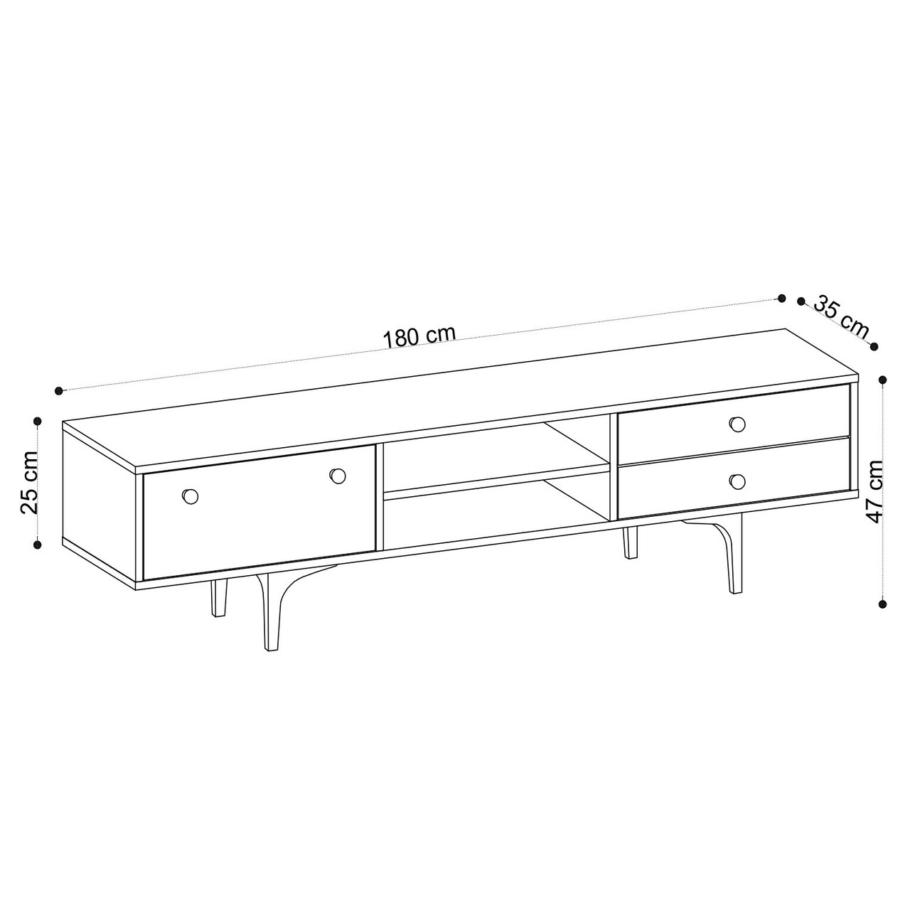 Comoda TV, Emerald, Alessa, 180x47x35 cm, Stejar