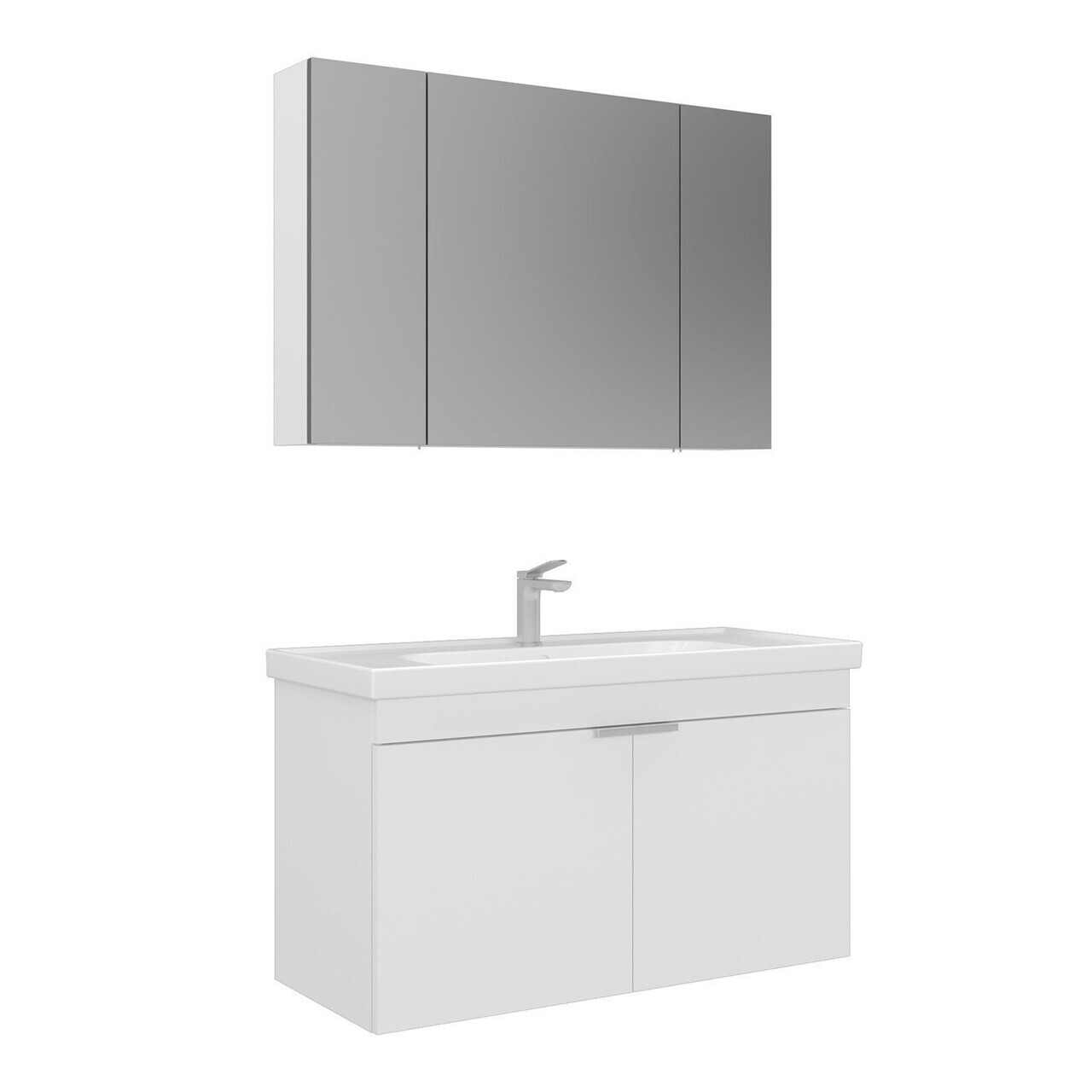 Set Dulap de Baie cu Chiuvetă și Oglindă (2 Piese), Hanah Home, Desna 100, Alb mat — imaginea 4
