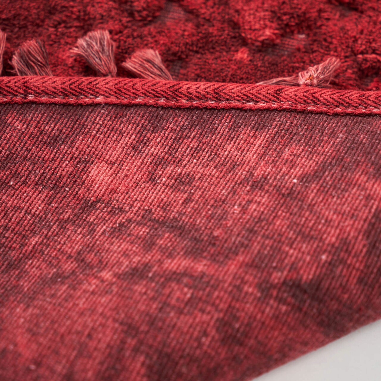 Set covorase de baie 2 piese, Alanur Home, COTTONKT000528, Bumbac, Rosu claret