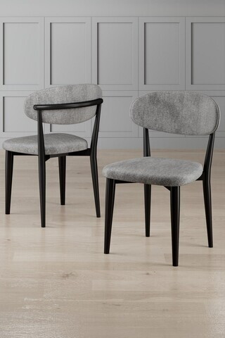Set scaune 6 piese, Hanah Home, Onex, Gri/Negru