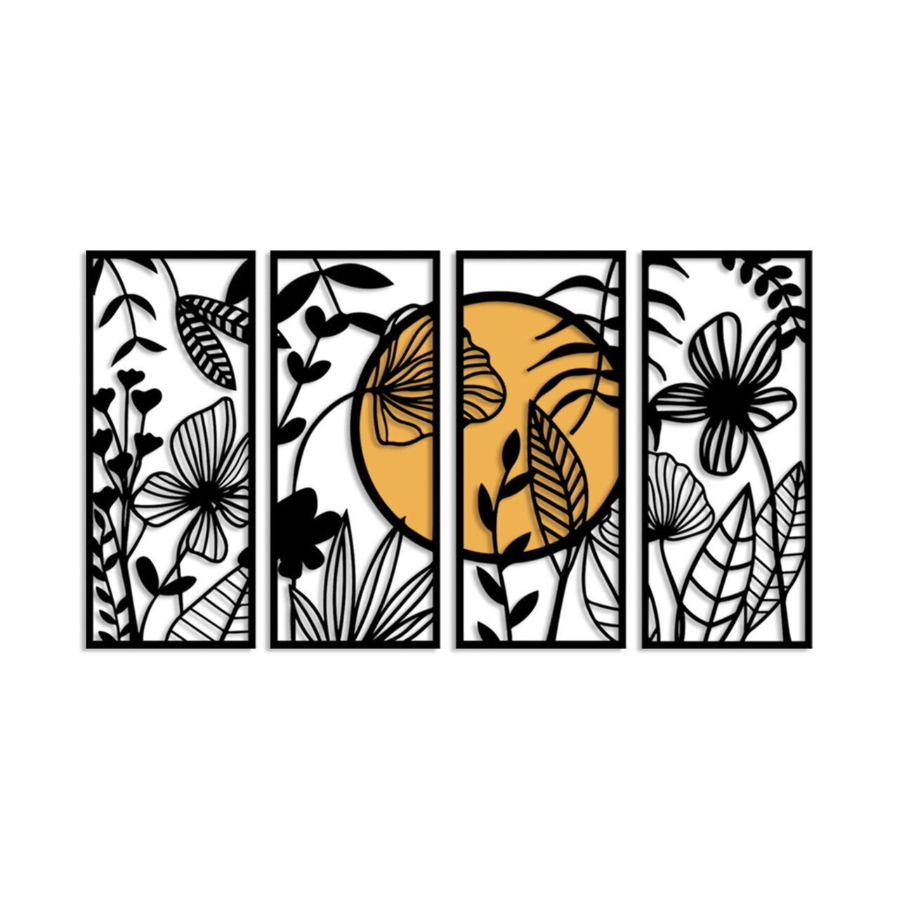 Decoratiune de perete, Alba-1, Dimensiune: 29 x 68 cm (4 bucăți), Negru / Natural — imaginea 6