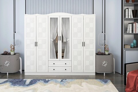 Dulap pentru haine, Glenevis, Hira 306, 210x186x50 cm, Alb Glenevis