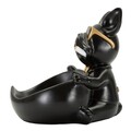 Statueta / figurina decorativa cu tava Dog Ball, Mauro Ferretti, 18.5x20.5x20 cm, polirasina, negru/auriu