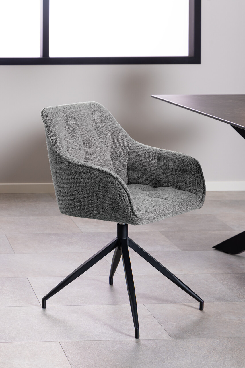 Scaun Brooke, Actona, 57x54.5x82 cm, rotativ, tesatura Boucle/otel, gri - view 4